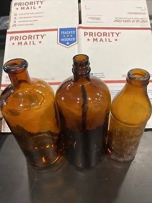 Lot Of 3 Vintage Brown Bottles • $14.99