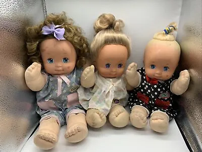 3 VINTAGE MATTEL MAGIC NURSERY Baby Dolls 1989 Original Clothes Need Cleaning • $37.46