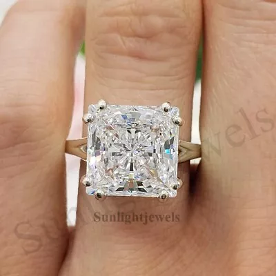 RARE 8.70Ct Certified Princess Cut Off White Diamond 925 Silver Ring Great Shine • $175.49