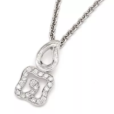 La Nouvelle Bague 18k White Gold Diamond Square Teardrop Pendant Necklace 18in • $945