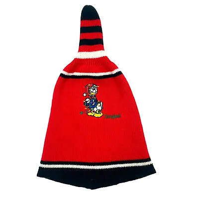 Vintage Disneyland Disney Donald Duck Christmas Beanie Goofy Hat Co. Red EUC • $21.24