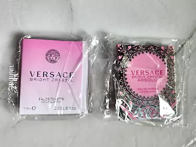 Versace Bright Crystal EDT & Bright Crystal Absolu EDP  1 Ml X 2 New Authentic • $14