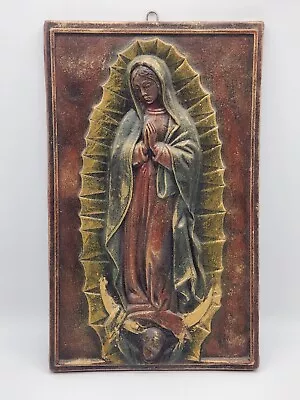 Virgin Mary Of Guadalupe Mexican Wall Pottery Clay Folk Art Terracotta ~14 X9  • $60