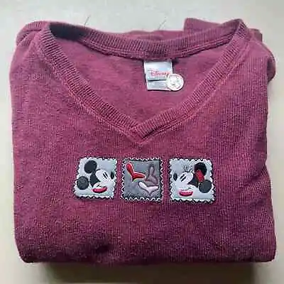 Disney Mickey And Minnie Hearts Vintage Women’s Purple Sweater Size Large • $18