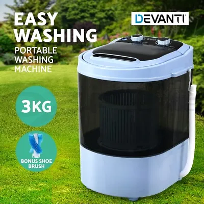 Devanti 3KG Mini Portable Washing Machine Shoes Wash Top Load Spin Camp Caravan • $82.95