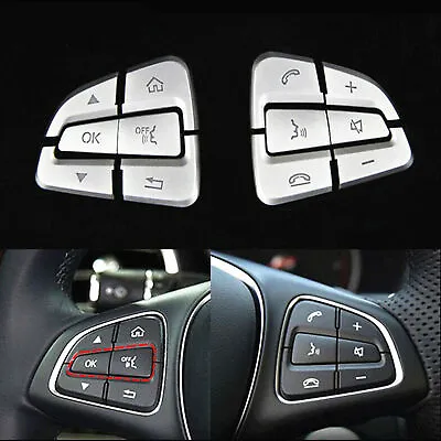 Chrome Steering Wheel Button Sticker Covers Fits Mercedes Benz GLC C Class W205 • $12.59