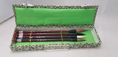 Vintage Japanese X4 Calligraphy Brushes In Box VGC • £19