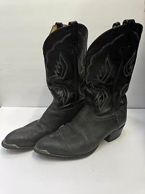 MENS VTG TONY LAMA LEATHER METAL TIP COWBOY WESTERN BIKER BOOTS Size 13D • $89.99