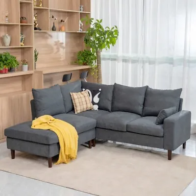 Sectional Sofa Couch Modern Fabric Upholstered Sofa Living Room Furniture • £499.19