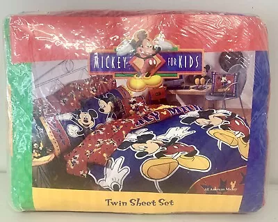 NOS Vintage Mickey Mouse Mickey For Kids All American Mickey Twin Sheet Set • $34