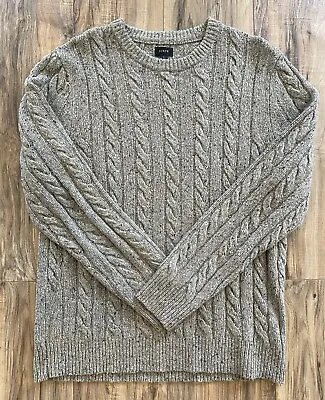 J Crew Wool Fisherman Sweater Oat Donegal Size Large • $79.99