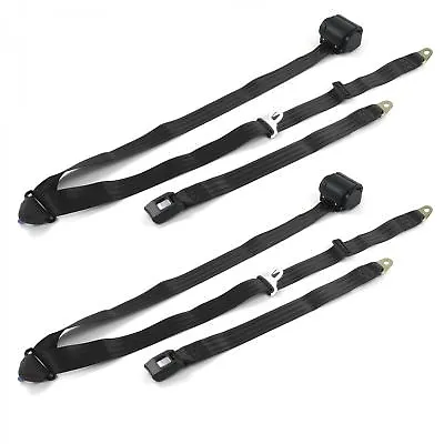 AMC 1958 - 1988  Standard 3pt Black Retractable Bucket Seat Belt Kit - 2 Belts • $144.55