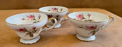 Ucagco China White Gold Roses Teacup Porcelain Set 3 Lot Vintage Made In Japan • $48.50