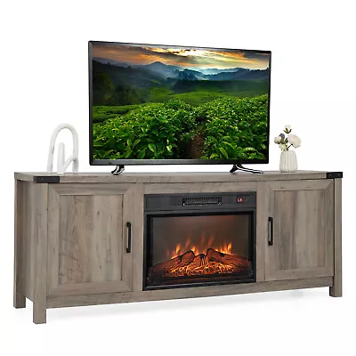 62  Fireplace TV Stand Media Console Cabinet W/23  Electric Fireplace For 70  TV • $339.99