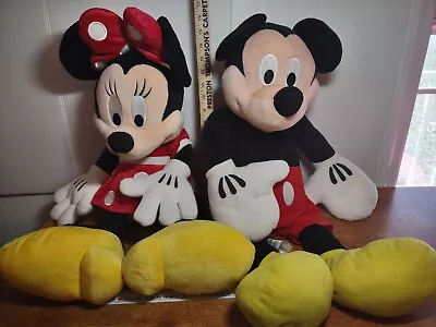 DISNEY PARKS Plush Mickey Mouse & Minnie Mouse Large 26” • $31.99