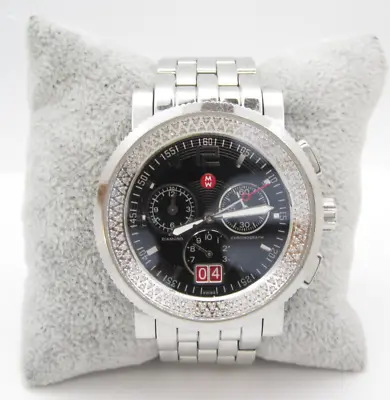 Men Michele Swiss 0.56 CT TW 118 Diamond Sapphire Quartz 5ATM Chrono Watch(G329) • $1099.89
