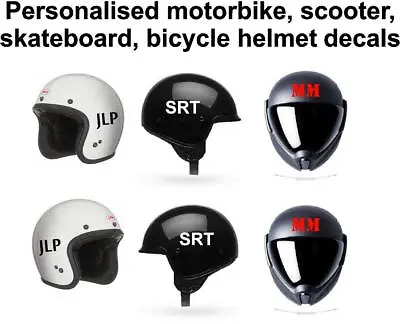 £1.99 • Buy Personalised Crash Helmet Initials Stickers, Motorbike, Scooter, Bicycle 75mm