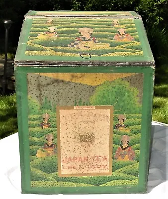 Antique 1850 Lee & Cady Japan Tea Tin Bin Metal Country Store Box - Large • $88