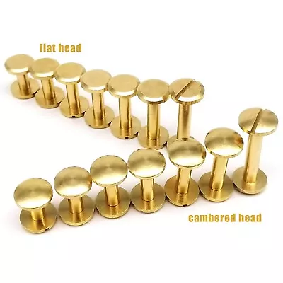 £13.79 • Buy 5/20pc Solid Brass Leather Belt Wallet Chicago Screw Nail Stud Bind Rivet 3-25mm