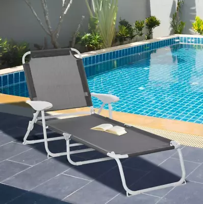 Outdoor Folding Reclining Beach Sun Patio Chaise Lounge Chair Pool Lawn Lounger • $45.89