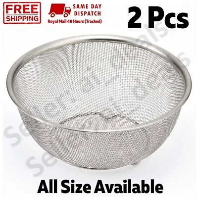 2 X Mesh Sieve Basket Taller Stainless Steel Baim Kitchen Food Strainer 5588 • £9.99