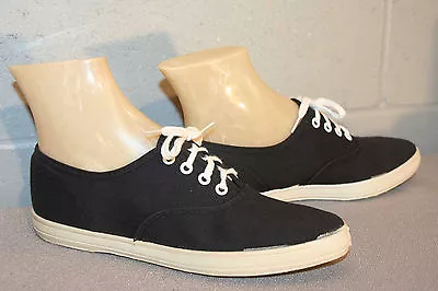 6.5 (N) AA NOS Vtg  70s Pointed Toe SHOE BLACK FUN SHUS TENNIS SNEAKER CANVAS • $42.14