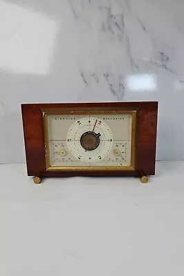 Vintage Airguide Barometer Thermometer Humidity Wood Brass Weather Station MCM  • $39.99