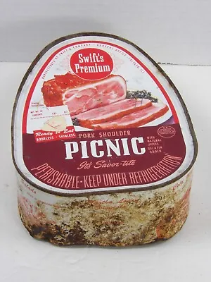 Vtg Swift's Ham Tin Can Restaurant Kitchen Display Prop Farmer Picnic Pork Pig • $19.99