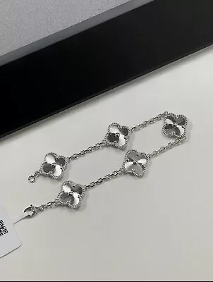 Van Cleef & Arpels Alhambra Silver Guilloche 5 Motifs Bracelet High Quality • $250