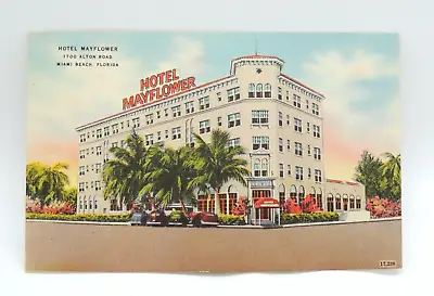 Vintage Postcard Miami Beach Florida Hotel Mayflower Alton Road FL Palms Cars • $5.50