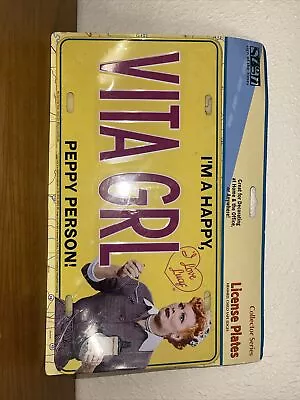 I Love Lucy Metal License Plate VITA  GRL I'm A Happy Peppy Person Ball New • $17.99