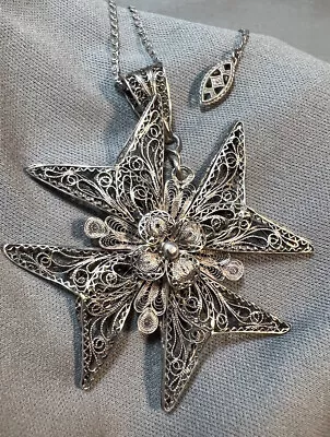 $20 • Buy Sterling Silver Filigree Maltese Cross Pendant And Necklace Vintage 12.3 Grams