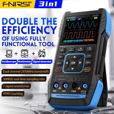 FNIRSI 2C23T Handheld Function Signal Generator Digital Oscilloscope Multimeter • £77.95