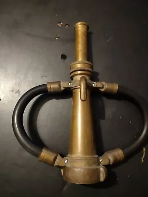 1930s SOLID BRASS FIREMANS FIRE HOSE NOZZLE 17' LONG WITH RUBBER HANDLES VINTAGE • $225