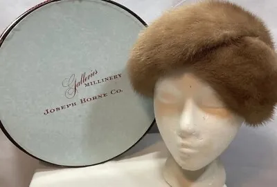 Vintage Brown Pill Box Mink Hat By Joseph Horne Co. Millinery • $49.99