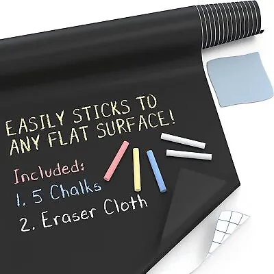 Large Chalkboard Contact Paper Roll 17.3 X 96 Inches 5 Chalks Included  • $23.47