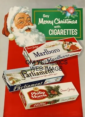 Santa Claus Say's Merry Christmas By Cigarettes Vintage Advertising 11x17 Poster • $16.96