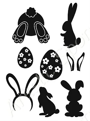 Happy Easter Egg Reusable Stencil A3 A4 A5 Bunny Spring Palm Decoration Art E15 • £2.99