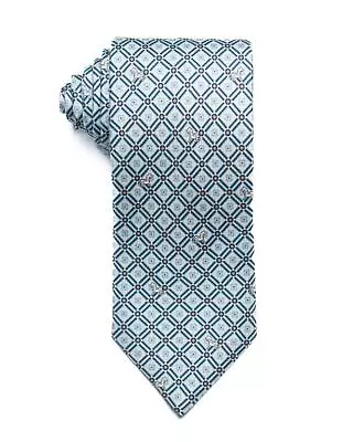 Dunhill London $215 Blue Orange Geometric Print 100% Silk Tie 3.2” Made In Italy • $41.21