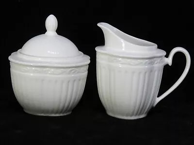 Mikasa  Italian Countryside  Creamer & Lidded Sugar Bowl Off White #DD900 - EUC • $28