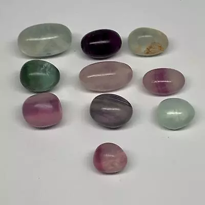 124.7g 0.7 -1.3  10pcs Multi Color Fluorite Crystal Tumbled Stones B28730 • $12