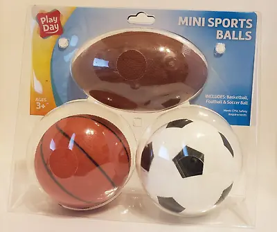Play Day Mini Foam Sports Balls Set Football Basketball Soccer Ball NEW • $6.39