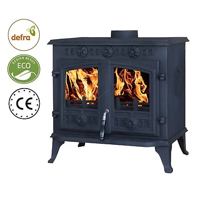 10KW Wood Burner Fireplace Multifuel Cast Iron Stove Warm Winter Indoor Heating • £479.99