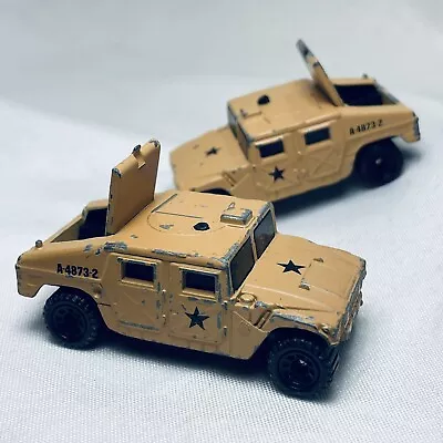 2 Matchbox Army Tan Hummer Trucks 1:70 1994 Opening Trunk • $9.95