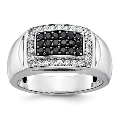 14K White Gold Mens 3/4 Carat Black Diamond Rectangle Ring • $2127