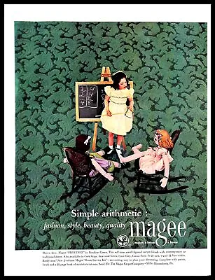 1952 Magee Provence Green Carpet Vintage PRINT AD Home Decor Kids Arithmetic 50s • $8.99