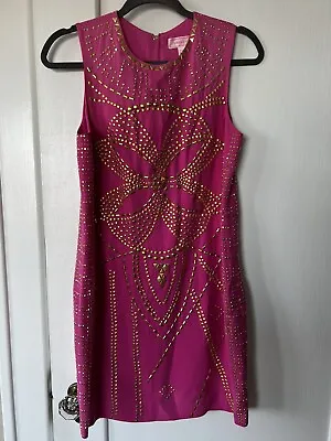 Preowned Versace For H&M Pink And Gold Studded Dress SZ 8 • $45