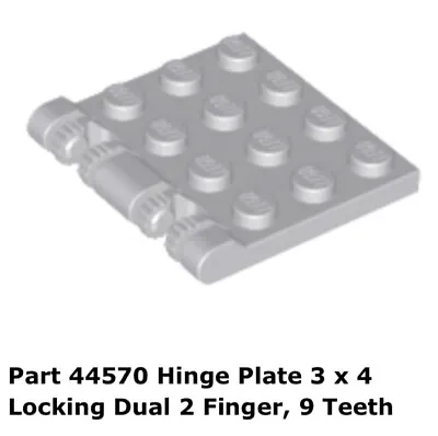 Lego 1x 44570 Light Bluish Gray Hinge Plate 3 X 4 Locking Dual 2 Finger 9 8039 • $6.29