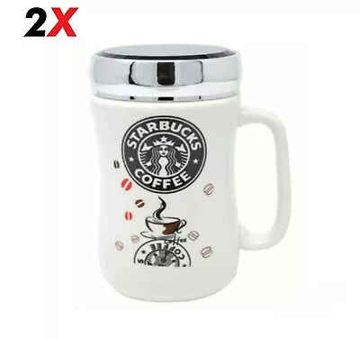 Set Of 2 Starbucks Travel Mug Ceramic Coffee Tea Cup Lid Work Hot Cold Drinks Uk • £18.85