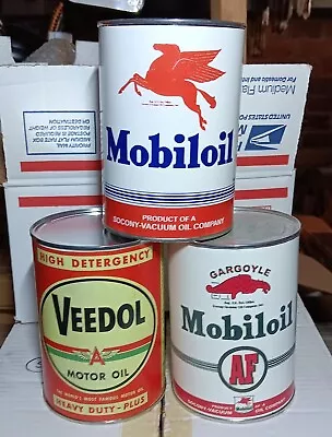 Oil Cans Veedol Mobiloil  Gargoyle One Quart Display Shop Garage • $24.95